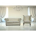Chesterfield 2 Seater + Queen Anne High Back Wing Chair Shelly Cream Leather