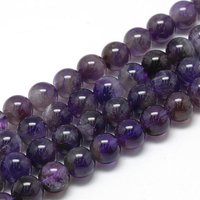 Natural Amethyst Beads Strands, Grade AB, Round, 4-5mm, Hole: 0.8mm, about 100pcs/strand, 15.7 inch