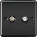 KnightsBridge TV & SAT TV Raised Round Edge Outlet (Isolated) - Matt Black