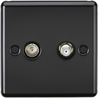 KnightsBridge TV & SAT TV Raised Round Edge Outlet (Isolated) - Matt Black