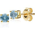 Classic Round Blue Topaz Stud Earrings in 9ct Yellow Gold 3.5mm