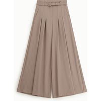 Pantalon palazzo rayé avec ceinture et plis