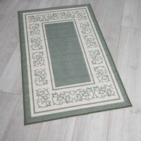 Easylife Floral Border Accent Rug 9" in Blue, Size 20" x 59"