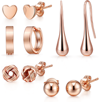 5 Pairs of Rose Gold Plated Earrings