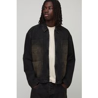 Oversized Boxy Brown Washed Denim Jacket, Brown
