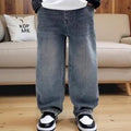 Kids Pants Boys Korean Childrens Pocket Clothing 2026 Spring New Trousers Straight Wide Legs Jeans Spring New High Quality 4-14T