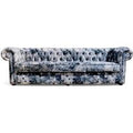 Chesterfield Soft Fabric Sofa Abstract Print 4 Seater