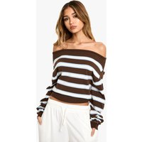 Jersey De Punto Holgado Con Escote Barco, Brown