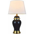 Casa Padrino Luxus Keramik Tischleuchte Schwarz / Gold / WeiÃ Ã 40 x  H. 72 cm