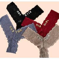 Personalized Text Custom Thong Sexy Lace Underpants for Woman Customization Name Crystal Letters Panties Wife Girlfriend Gift