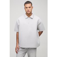 Polo Oversize De Manga Corta Y Scuba, Beige