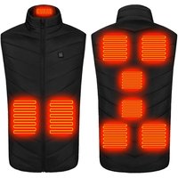 Unisex Black Unisex Heated Gilet Vest - Thermal Waterproof Winter Jacket, 3 Heat Modes, USB Powered, Machine Washable (M-3XL) | Wowcher