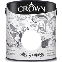 Crown Walls and Ceilings Silk Emulsion Paint 5L, Soft Linen, For Walls and Ceilings