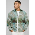 Sobrecamisa Regular Con Estampado De Tapiz, Azul