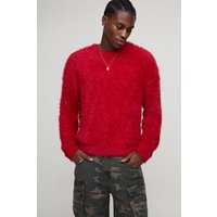 Oversized Fit Extreme Fluffy Knitted Jumper, Rojo