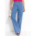 Calça Pantalona com Bolsos Jeans Claro