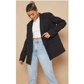 Black Double Pocket Detail Double Breasted Blazer
