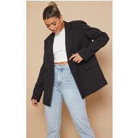 Black Double Pocket Detail Double Breasted Blazer
