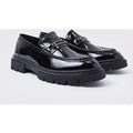 Mocasines Gruesos De Charol, Negro