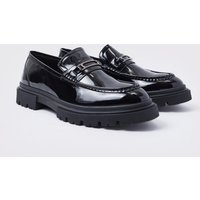 Mocasines Gruesos De Charol, Negro