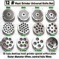 12 # Electric Meat Grinder Orifice Plate Blade Accessories, Stainless Steel Orifice Plate Grate Discharge Plate Round Knife