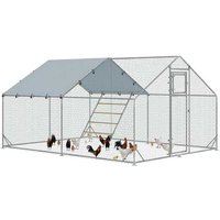 Large Chicken Run for 12-18 Chickens - Secure Outdoor Coop with Cover, Feeding Door, Feeder & Perch | Wowcher