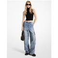 MK Jean cargo à jambes larges en denim extensible - Bleu - Michael Kors