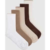 Pack De 5 Pares De Calcetines Gruesos De Canalé Neutros, Tan