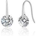 Silver Plated Atlas Earrings Created with Zircondia® Crystals