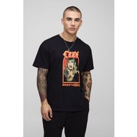 Camiseta Oversize Negra Con Estampado De Ozzy Ozbourne, Negro