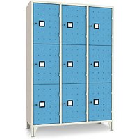 Armadio casellario 9 posti con ante forate blu 120x50x180 cm