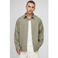 Oversized Pintuck Curved Hem Long Sleeve Shirt, Verde