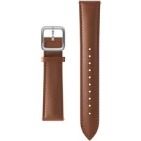leather curved wristband brown, silver buckle, 18mm