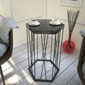 Cetrus Black Marble Effect Top Side Table with Metal Frame