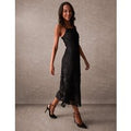 Luxe Ruched Devore Midi Dress - 14 / BLACK