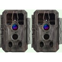 Pack x2 Caméras de Chasse, 64MP 1296P avec Son et Vision Nocturne, IP66 Étanche et No Glow LED Infrarouge, Activé par Le Mouvement|A280 Gris foncé