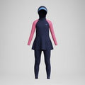 Maillot de bain 3 pièces Fille Colourblock Modesty bleu marine/rose