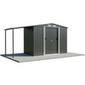 Galvanised Steel Outdoor Storage Shed with Lean-To and Sliding Doors | Wowcher