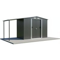 Galvanised Steel Outdoor Storage Shed with Lean-To and Sliding Doors | Wowcher