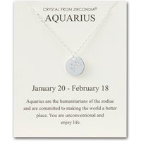 Aquarius Zodiac Star Sign Disc Necklace Created with Zircondia® Crystals