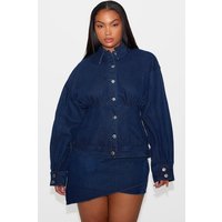 Plus Indigo Tailor Style Long Sleeved Denim Shirt