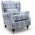 Sherlock Wingback Fireside High Back Armchair Balmoral Dove Grey Check P&amp;S