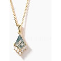 Kite Cut Natural Moss Agate Necklace Baguette Moissanite Wedding Pendant