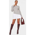 Ash Grey Brushed Rib Asymmetric Hem Shift Dress