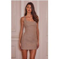 Light Taupe Tailored Square Neck Bodycon Dress