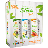 (4packs) Erba Dolce Stevia Liquid Sweetener 3 Flavor Pack