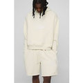Chándal Oversize Man Recto De Pantalón Corto Y Sudadera Con Capucha, Beige