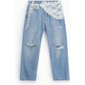 Jeans mom-fit taille haute déchirures et dentelle