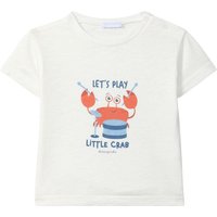 Laranjinha Katoenen T-Shirt Voor Kinderen "Let''s Play Little Crab" - Off-White - 3 jaar