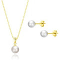 18k Gold Plated Shell Pearl Set